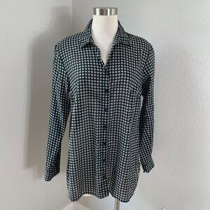 Coldwater Creek Womens XL No Iron Floral Button Up Shirt Long Sleeve Blouse Top